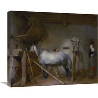 Horse Stable-Canvas Art-22"x18.48"