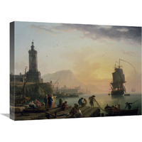 A Calm at a Mediterranean Port-Canvas Art-24"x18"