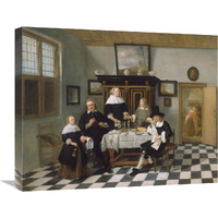 Family Group in an Interior-Canvas Art-24"x20"