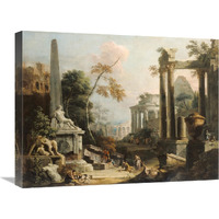 Landscape with Classical Ruins and Figures-Canvas Art-24&quotx18"