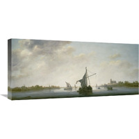 A View of the Maas at Dordrecht-Canvas Art-30"x14.1"