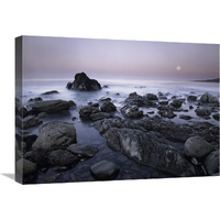 Full moon over boulders at El Pescador State Beach, Malibu, California-Canvas Art-24"x18"