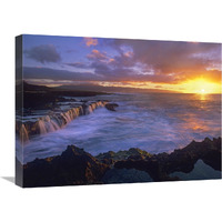 Sunset at Shark"s Cove, Oahu, Hawaii-Canvas Art-24"x18"