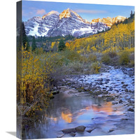 Maroon Bells and Maroon Creek, Colorado-Canvas Art-18.7"x22"