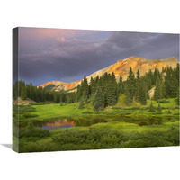 Red Mountain and pond, near Ouray, Colorado-Canvas Art-24"x18"