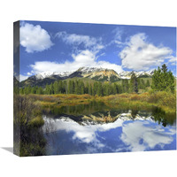 Easely Peak reflected in Big Wood River, Idaho-Canvas Art-22"x18.48"