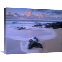 Rolling waves at dusk at Sandy Beach, Oahu, Hawaii-Canvas Art-24&quotx20"