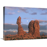 Moon over Balanced Rock, Arches National Park, Utah-Canvas Art-24"x18"