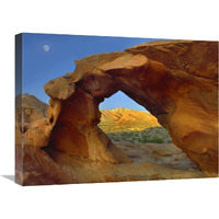 Arch Rock and moon, Valley of Fire State Park, Nevada-Canvas Art-24"x18"