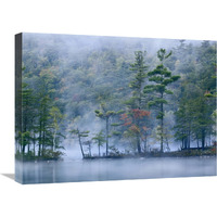 Emerald Lake in fog, Emerald Lake State Park, Vermont-Canvas Art-24&quotx18"