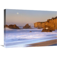 Seastacks and full moon at El Matador Beach, California-Canvas Art-24"x18"