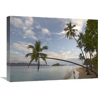 Tourist walking along beach, Tortuga Island, Costa Rica-Canvas Art-24"x18"