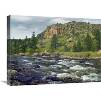 Rapids with cliffs above Cache La Poudre River, Colorado-Canvas Art-24"x18"