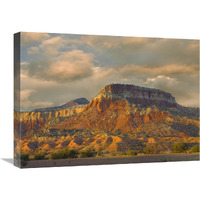 Sandstone butte showing sedimentary rock layers, New Mexico-Canvas Art-24"x18"