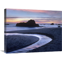 Creek flowing into ocean at Harris Beach State Park, Oregon-Canvas Art-24"x18"