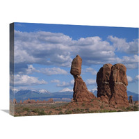 Balanced rock under cloudy skies, Arches National Park, Utah-Canvas Art-24"x18"