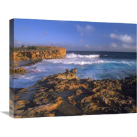 Pacific Ocean waves and cliffs at Keoneloa Bay, Kauai, Hawaii-Canvas Art-24"x18"