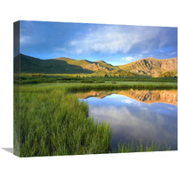 Mount Bierstadt from Guanella Pass reflected in pond, Colorado-Canvas Art-22"x18.26"