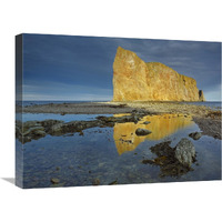 Coastline and Perce Rock, a limestone formation, Quebec, Canada-Canvas Art-24"x18"