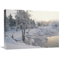 Upper Geyser Basin in winter, Yellowstone National Park, Wyoming-Canvas Art-24"x18"