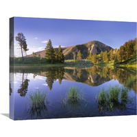 Bunsen Peak reflected in lake, Yellowstone National Park, Wyoming-Canvas Art-24"x20"