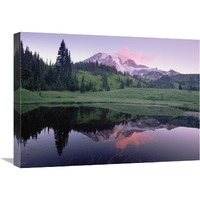 Mt Rainier reflected in lake, Mt Rainier National Park, Washington-Canvas Art-24&quotx18"