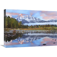 Grand Tetons reflected in lake, Grand Teton National Park, Wyoming-Canvas Art-24"x18"