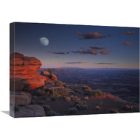 Moon over Canyonlands National Park from Green River Overlook, Utah-Canvas Art-24"x18"