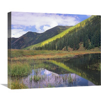 Pond and mountains, Maroon Bells-Snowmass Wilderness Area, Colorado-Canvas Art-22"x18.26"