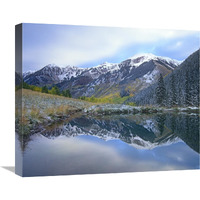 Pond and mountains, Maroon Bells-Snowmass Wilderness Area, Colorado-Canvas Art-22"x18.26"