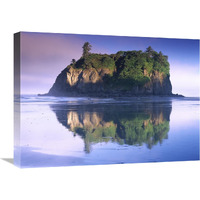 Abbey Island looms over Ruby Beach, Olympic National Park, Washington-Canvas Art-24"x18"