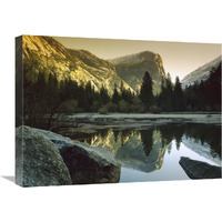 Mt Watkins reflected in Mirror Lake, Yosemite National Park, California-Canvas Art-24"x18"