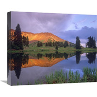 Mount Baldy at sunset reflected in lake along Paradise Divide, Colorado-Canvas Art-22&quotx18.26"