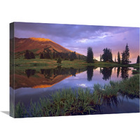 Mount Baldy at sunset reflected in lake along Paradise Divide, Colorado-Canvas Art-24"x18"