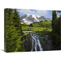 Myrtle Falls and Mount Rainier, Mount Rainier National Park, Washington-Canvas Art-24"x18"