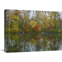 Autumn reflection on Marsh"s Lake, Spruce Woods Provincial Park, Canada-Canvas Art-24"x18"