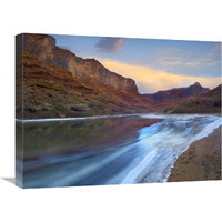 Ice on the Colorado River beneath sandstone cliffs, Cataract Canyon, Utah-Canvas Art-24"x18"