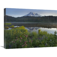 Mount Rainier and Reflection Lake, Mount Rainier National Park, Washington-Canvas Art-24"x18"