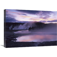 Steaming hot springs, Midway Geyser Basin, Yellowstone National Park, Wyoming-Canvas Art-24"x18"