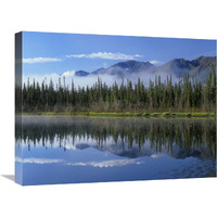 Lake reflecting mountain range and forest, Kluane National Park, Yukon, Canada-Canvas Art-24"x18"