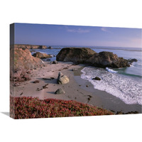 Beach near San Simeon Creek with ice plant in the foreground, Big Sur, California-Canvas Art-24"x18"