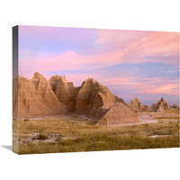 Sandstone striations and erosional features, Badlands National Park, South Dakota-Canvas Art-24"x18"