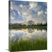 Mammoth Peak and scattered clouds reflected in lake, Yosemite National Park, California-Canvas Art-18&quotx24"