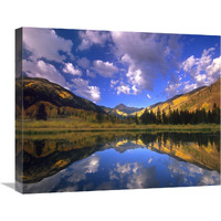 Haystack Mountain reflected in beaver pond, Maroon Bells, Snowmass Wilderness, Colorado-Canvas Art-24&quotx20"