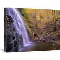 Crabtree Falls cascading into stream in autumn forest, Blue Ridge Parkway, North Carolina-Canvas Art-24"x20"