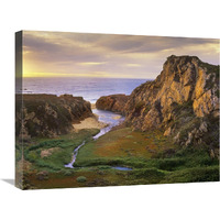 Garrapata Creek flowing into the Pacific Ocean, Garrapata State Beach, Big Sur, California-Canvas Art-24"x18"