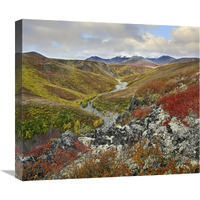 River flowing through tundra, Ogilvie Mountains, Tombstone Territorial Park, Yukon, Canada-Canvas Art-22"x19.36"