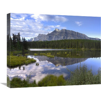 Mount Rundle and boreal forest reflected in Johnson Lake, Banff National Park, Alberta, Canada-Canvas Art-24&quotx20"