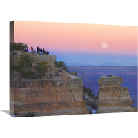 Tourists enjoying sunset and rising full moon at Yaki Point, Grand Canyon National Park, Arizona-Canvas Art-24"x18"