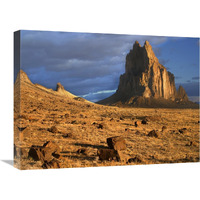 Shiprock, the basalt core of an extinct volcano, tuff-breccia ejected boulders in foreground, New Mexico-Canvas Art-24"x18"